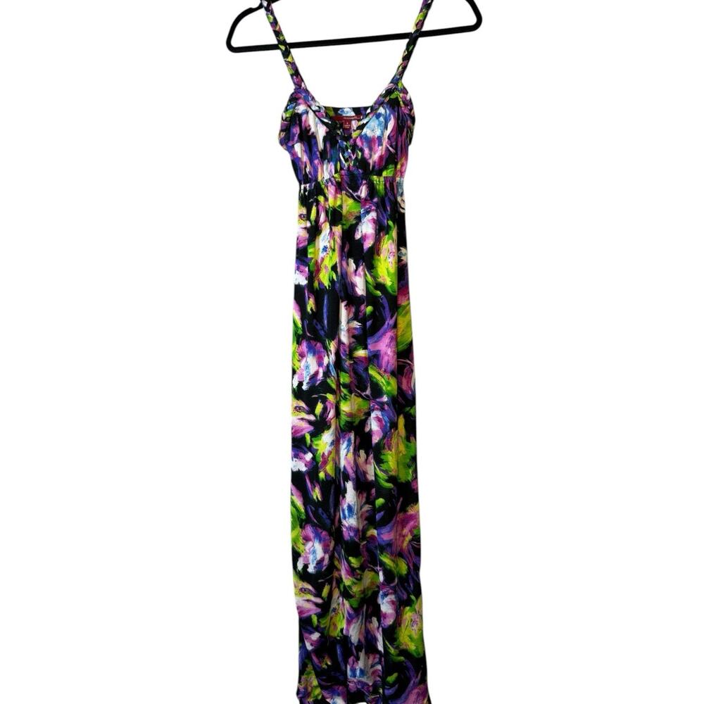Vintage Y2K Babydoll Maxi Dress Women M Resort Luau Beach Stretch Boho Hippie